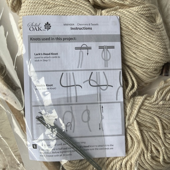 Learn to make macrame wall hanging kit craft cording Solid Oak brand handmade - Picture 9 of 11